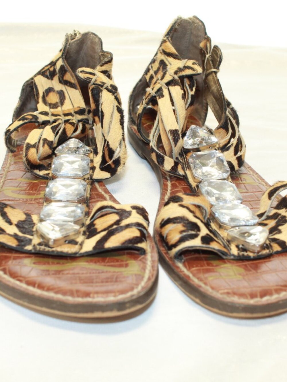 Sam Edelman Size 8.5M Leopard Print Galina Back Zip Gladiator Leather Sandals - Picture 14 of 14